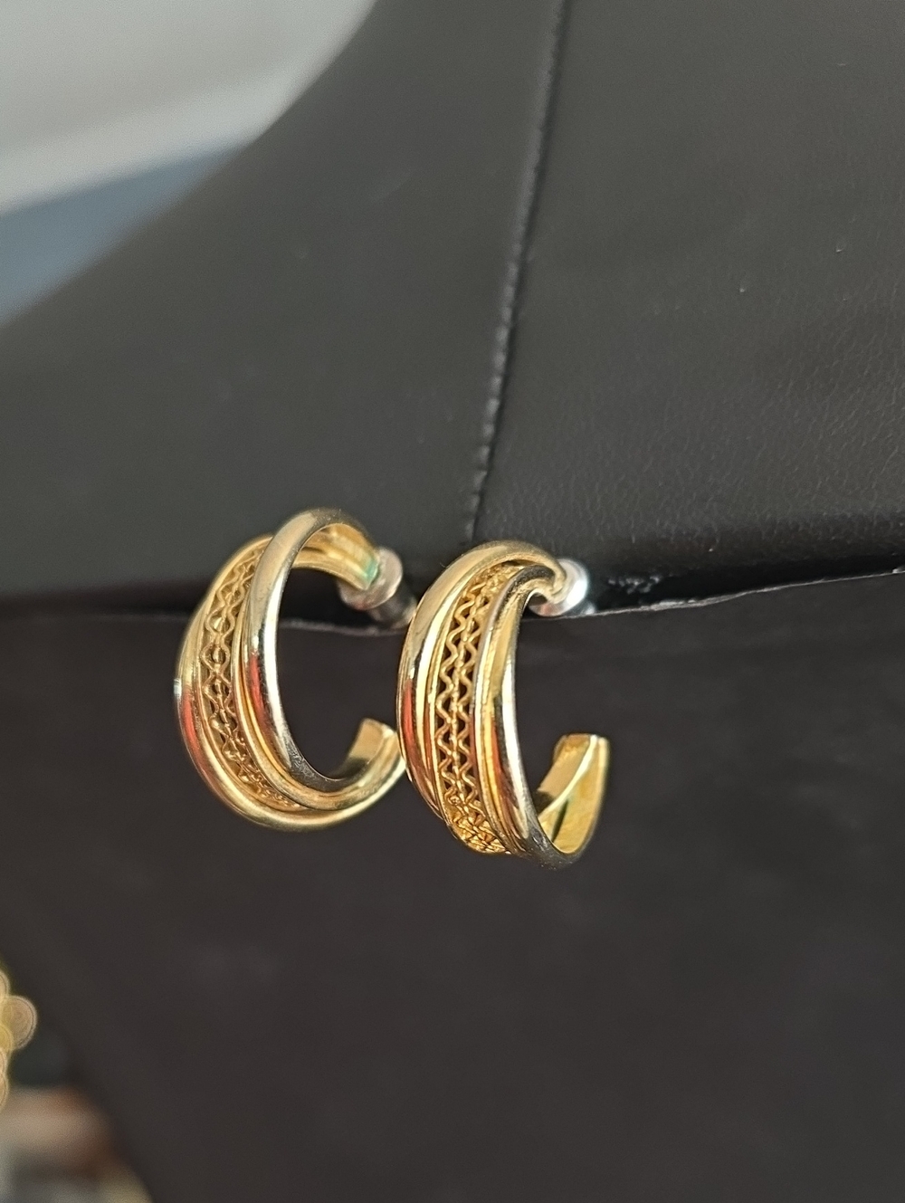Gold Braided Detail Half Hoop Earrings - Women's Jewelry - Picture 1 of 9